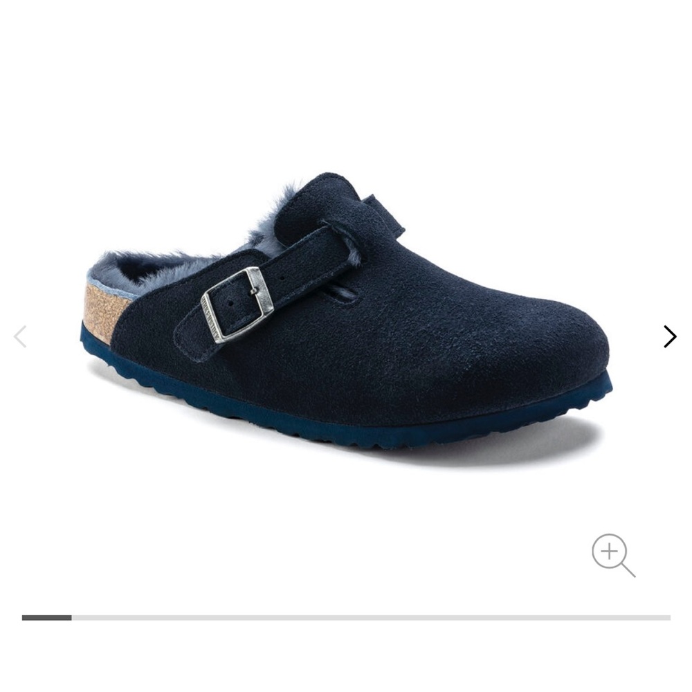 Navy blue Birkenstocks Boston shearlings
